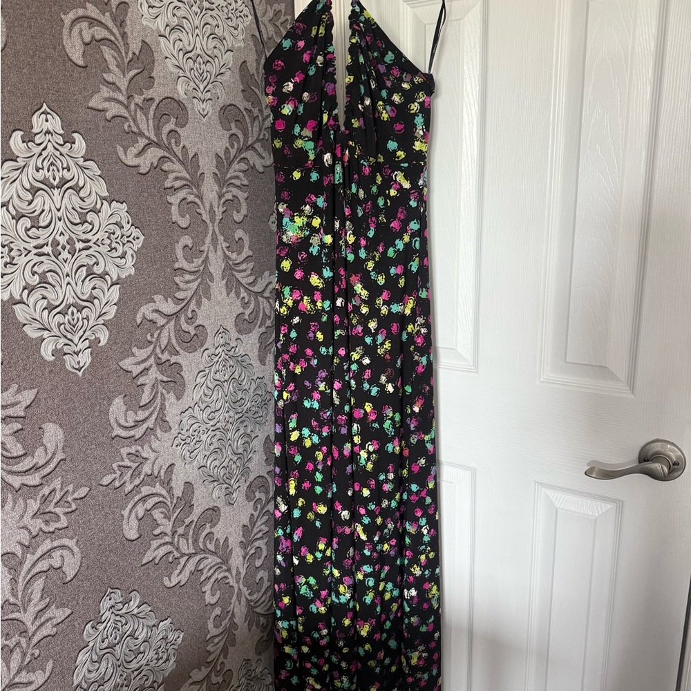 Guess Black and Pink Halter Maxi Dress